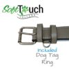 Soft Touch Collars - Padded Leather Dog Collar, Large Gray and Blue - Handmade With Genuine Real Leather