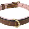 Soft Touch Collars - Padded Leather Dog Collar, Slimline Edition - Medium, Brown and Pink