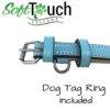Soft Touch Collars - Small Leather Padded Dog Collar with Comfort Padding, Turquoise and Beige
