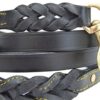 Soft Touch Collars Heavy Duty Leather Braided Dog Leash, Black 6ft x 3/4 Inch With Padded Handle