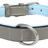 Soft Touch Collars - Medium Leather Dog Collar, Padded for Comfort , Gray and Blue - Genuine Real Leather , 20" Long by 1" Wide, Fits Neck Size 14.5" to 17.5 Inches