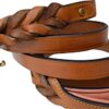 Soft Touch Collars - Leather Braided Dog Leash , Tan with Coral Padded Handle , 6 FT x 3/4 Inch Wide