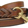 Soft Touch Collars, 6 Foot Braided Leather Dog Leash with Traffic Handle, Two Handles for Training and Safety, Double your Control with 2 Locations, Lead for Large and Medium Dogs Brown 6ft x 3/4 Inch