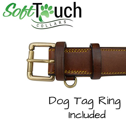 Length to fit Neck Size 23-27 in Black-Matte Colour Real Leather Dog Collar for Medium and Large Dog Breeds with Center D Ring Size Large