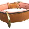 Soft Touch Collars - Leather Dog Collar with Comfort Padding , - Size Large, Tan and Coral , Genuine Real Leather