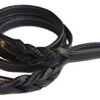 Soft Touch Collars, 6 Foot Braided Leather Dog Leash with Traffic Handle, Two Handles for Training and Safety, Double your Control with 2 Locations, Lead for Large and Medium Dogs Black 6ft x 3/4 Inch