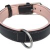 Soft Touch Collars - Padded Dog Collar Leather - Black and Pink, Large. Great for Pet Girl Dogs , 1.5" Wide