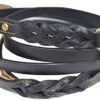 Soft Touch Collars Leather Braided Dog Leash, Black 4ft