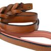 Soft Touch Collars - Leather Braided Dog Leash , Tan with Coral Padded Handle , 6 FT x 3/4 Inch Wide